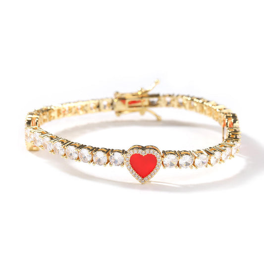 Couple Jewelry Multi Colors Heart Tennis Bracelet