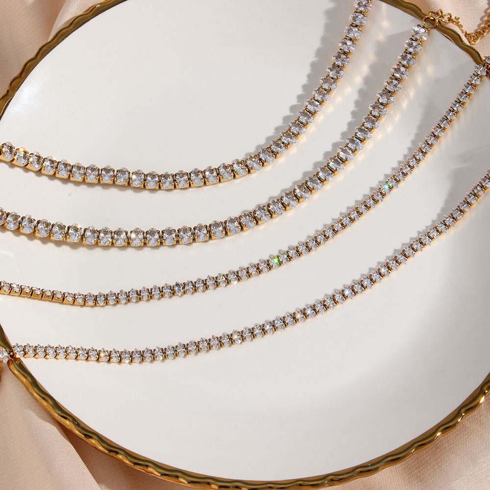 Hining Zircon Necklace Gold Plated