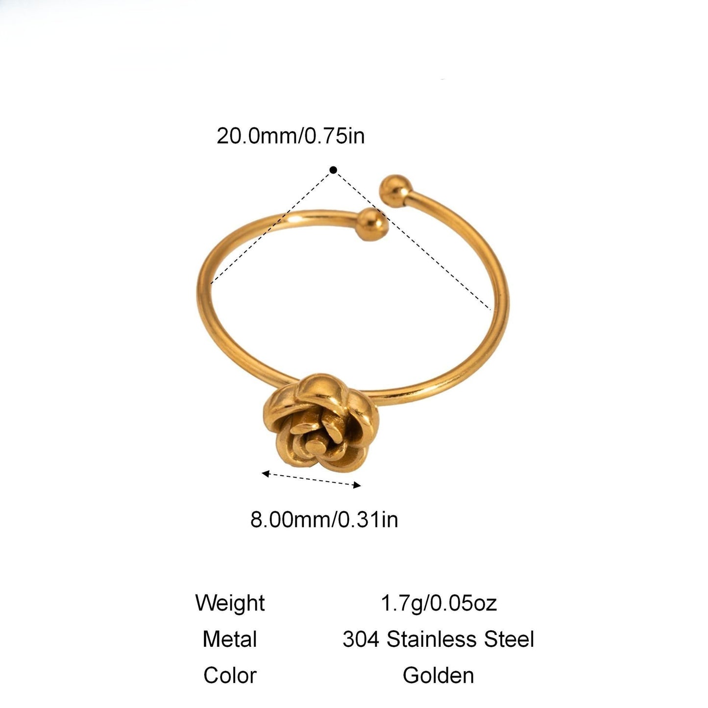 Gold Plated Stainless Steel Elegant Rose Women Necklace