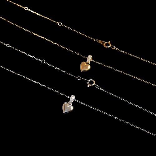 Sterling Silver Jewelry Luxury Zircon Love Heart Charm Necklace