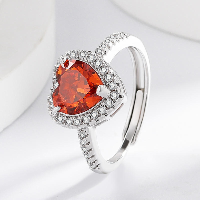 Rendy Bezel Set Wedding Engagement Heart Halo Rings