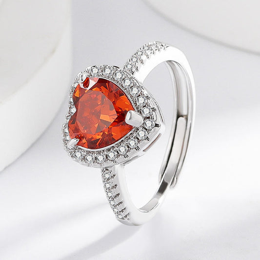 Rendy Bezel Set Wedding Engagement Heart Halo Rings