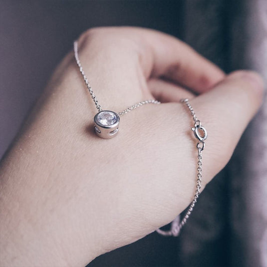 Zirconia Stone Pendant Chain Necklace