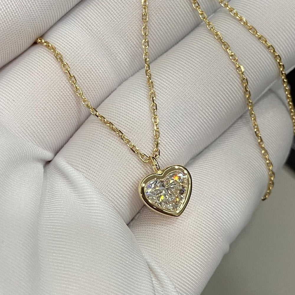 Heart Cut VVS1 Lab Grown CVD Diamond Necklace Women
