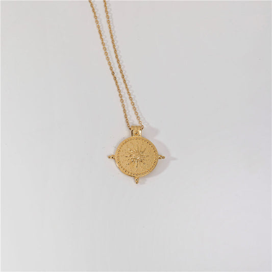 Gold Plated Star Sun Pendant Stainless Steel Necklace