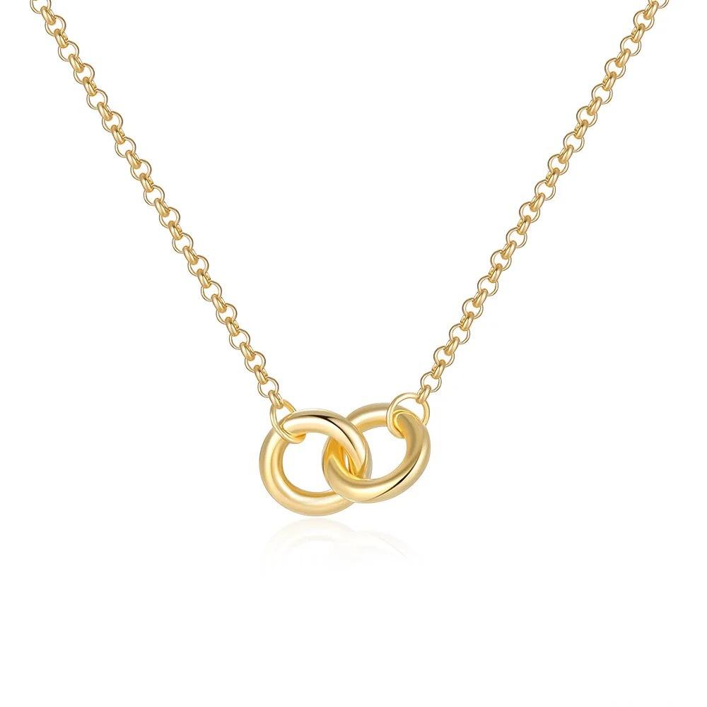 Silver Double Circle Cross Pendant Necklace High Quality