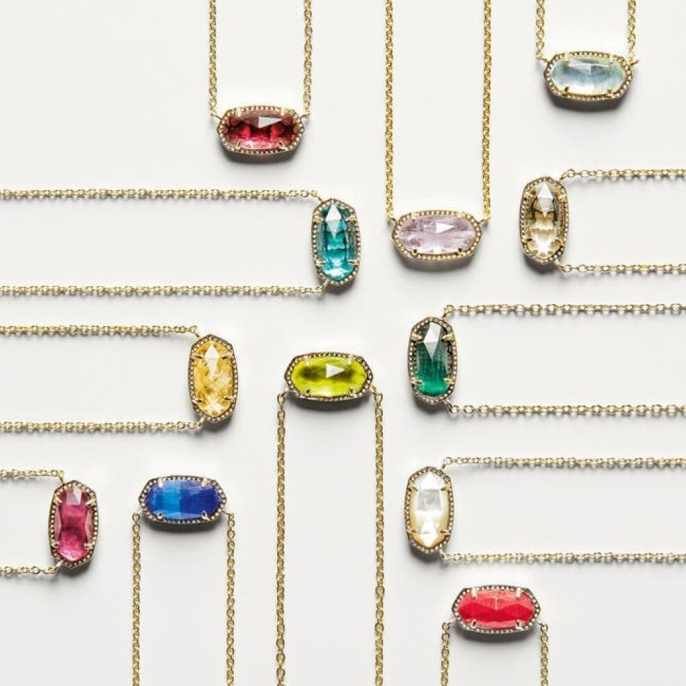 Blue Oval Crystal Pendant Necklace