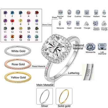 Solid Gold 3CT 5CT Made Created Diamond Engagement Ring Women