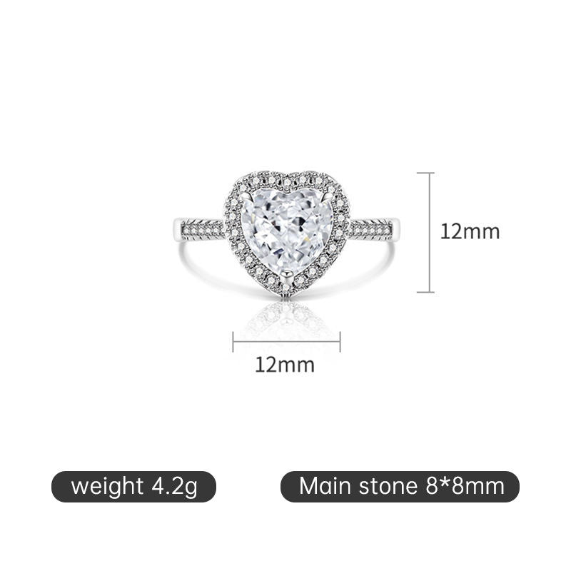 Rendy Bezel Set Wedding Engagement Heart Halo Rings