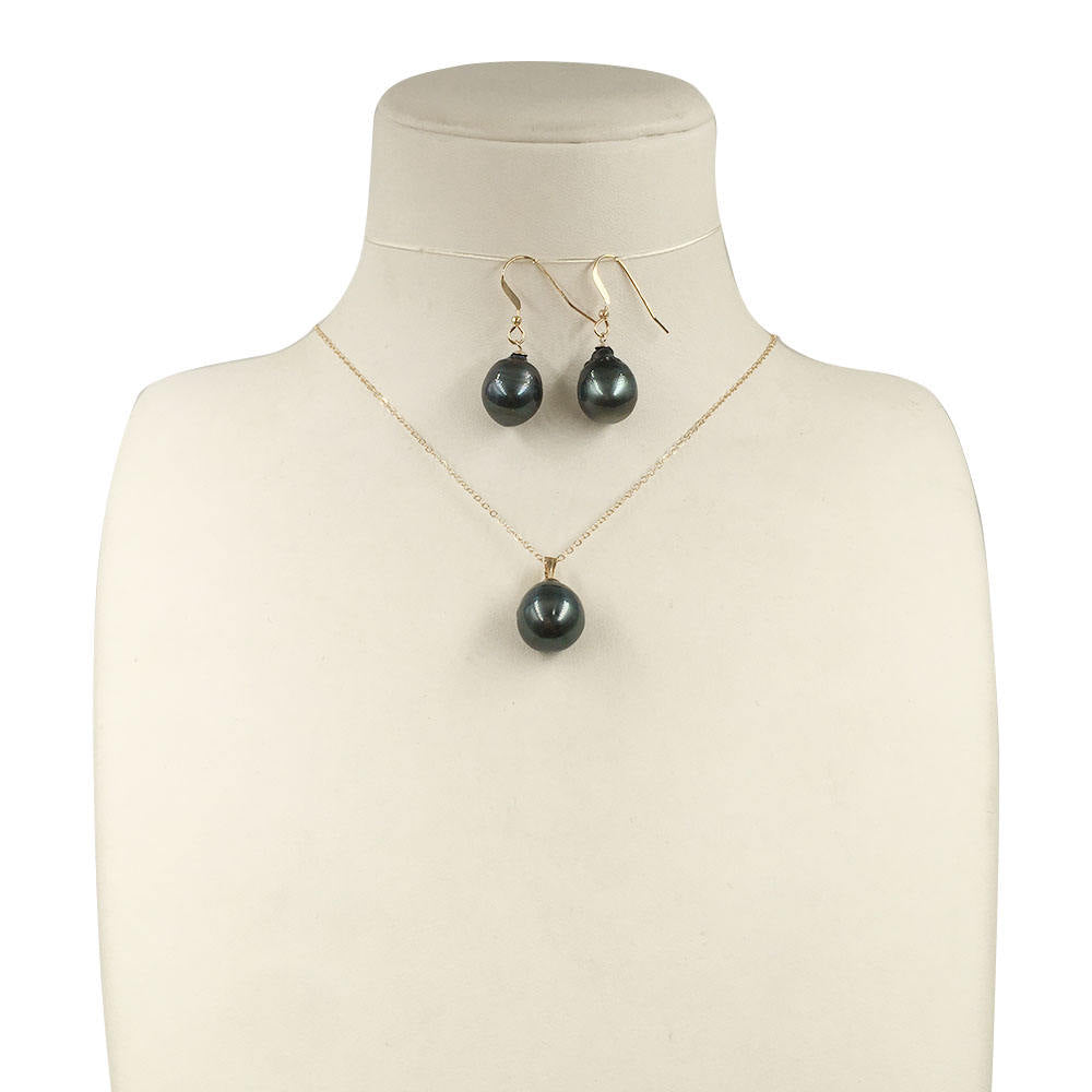 Gold Filled Natural Tahitian Pearl Jewelry Set