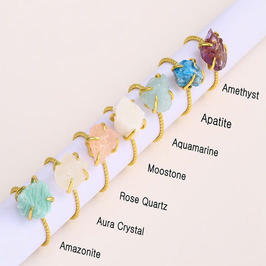 Crystal Stone Irregular Ring Copper