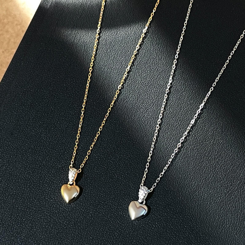 Sterling Silver Jewelry Luxury Zircon Love Heart Charm Necklace