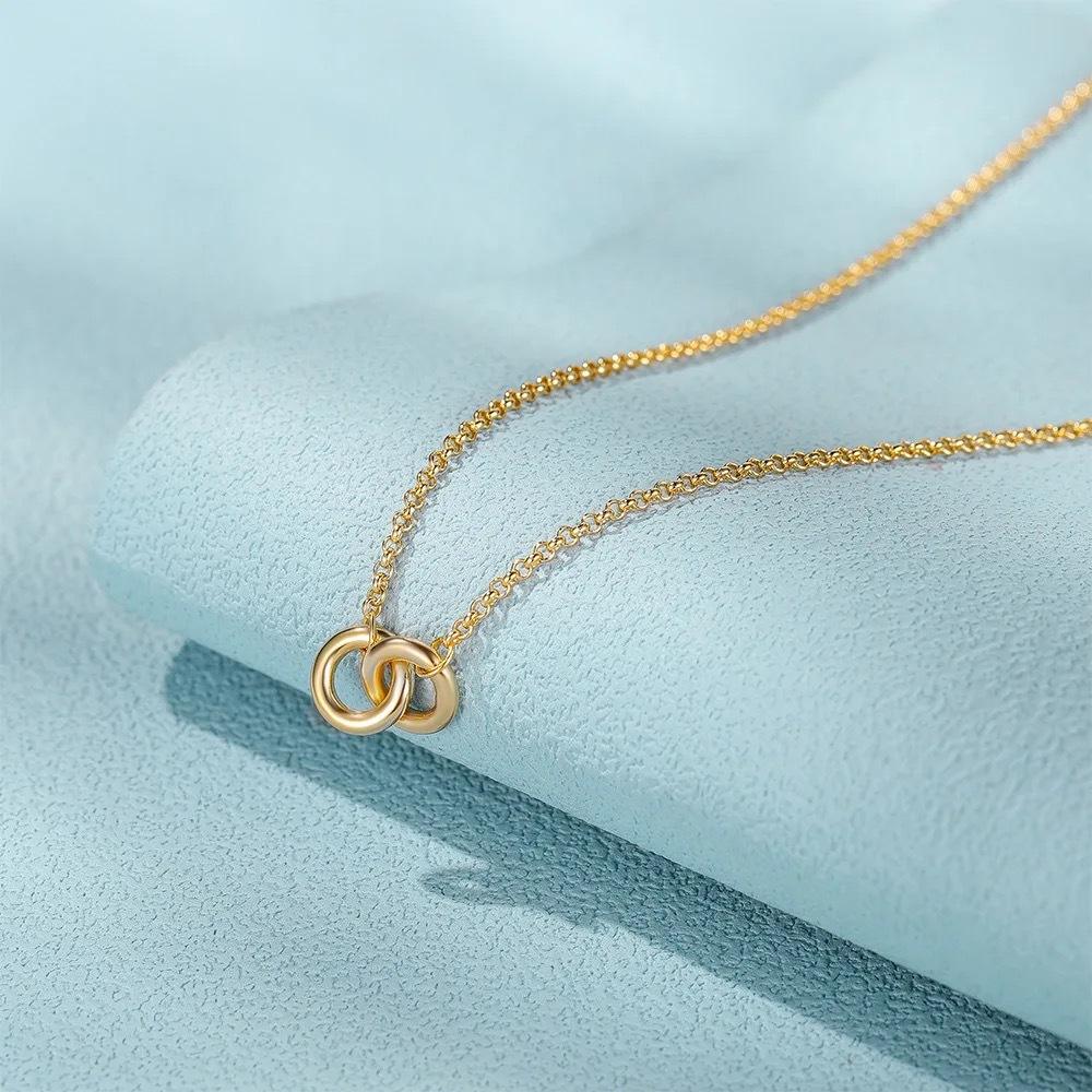 Silver Double Circle Cross Pendant Necklace High Quality