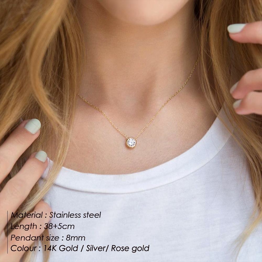 Zirconia Stone Pendant Chain Necklace