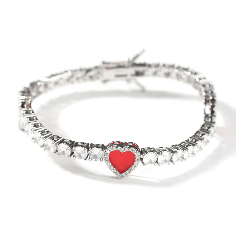 Couple Jewelry Multi Colors Heart Tennis Bracelet