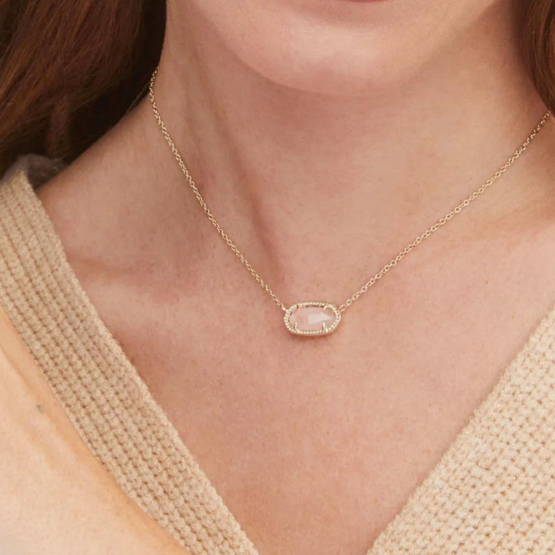 Blue Oval Crystal Pendant Necklace