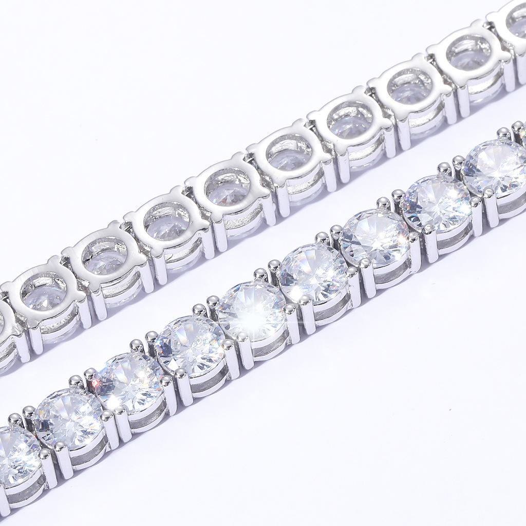 Hip Hop Bling Jewelry Spring Clasp 3/4/5/6mm Cubic Zircon Tennis Bracelet