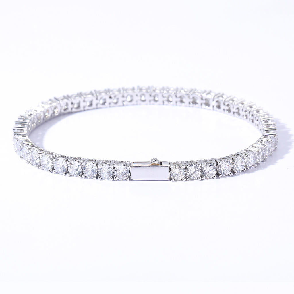 Hip Hop Bling Jewelry Spring Clasp 3/4/5/6mm Cubic Zircon Tennis Bracelet