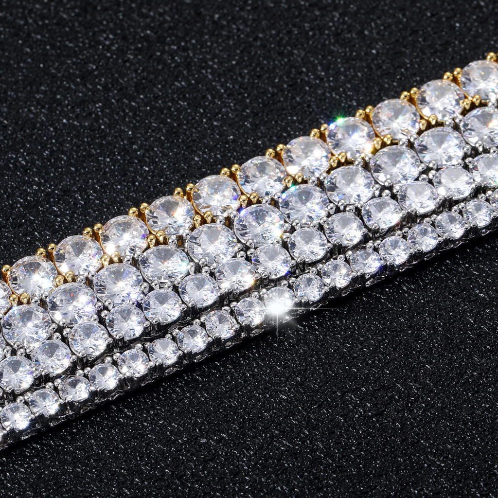 Hip Hop Bling Jewelry Spring Clasp 3/4/5/6mm Cubic Zircon Tennis Bracelet
