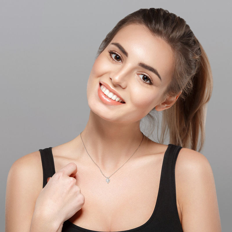 Silver Simulated Moissanite Engagement Necklace