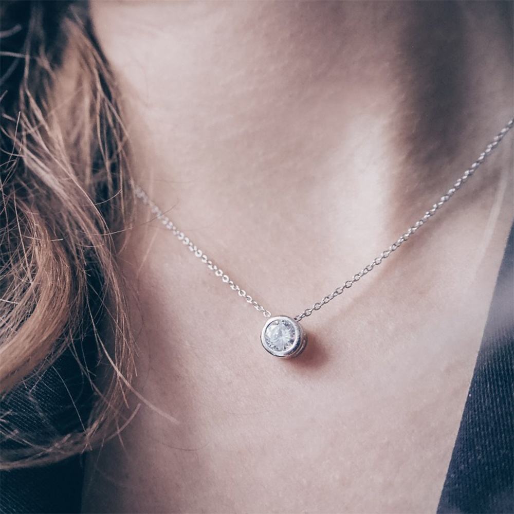 Zirconia Stone Pendant Chain Necklace