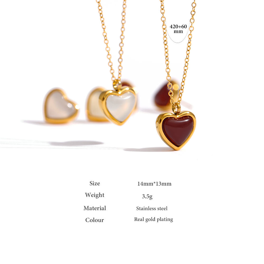 Romantic Chic Heart Pendant Necklace Earrings