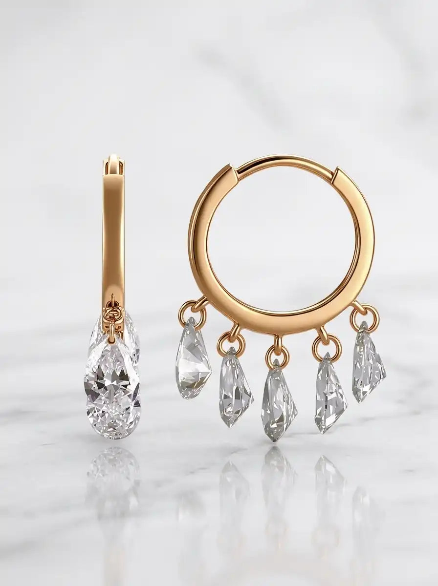 2 CT Lab-Grown Diamond Drop Earrings | Real 18K Solid Gold