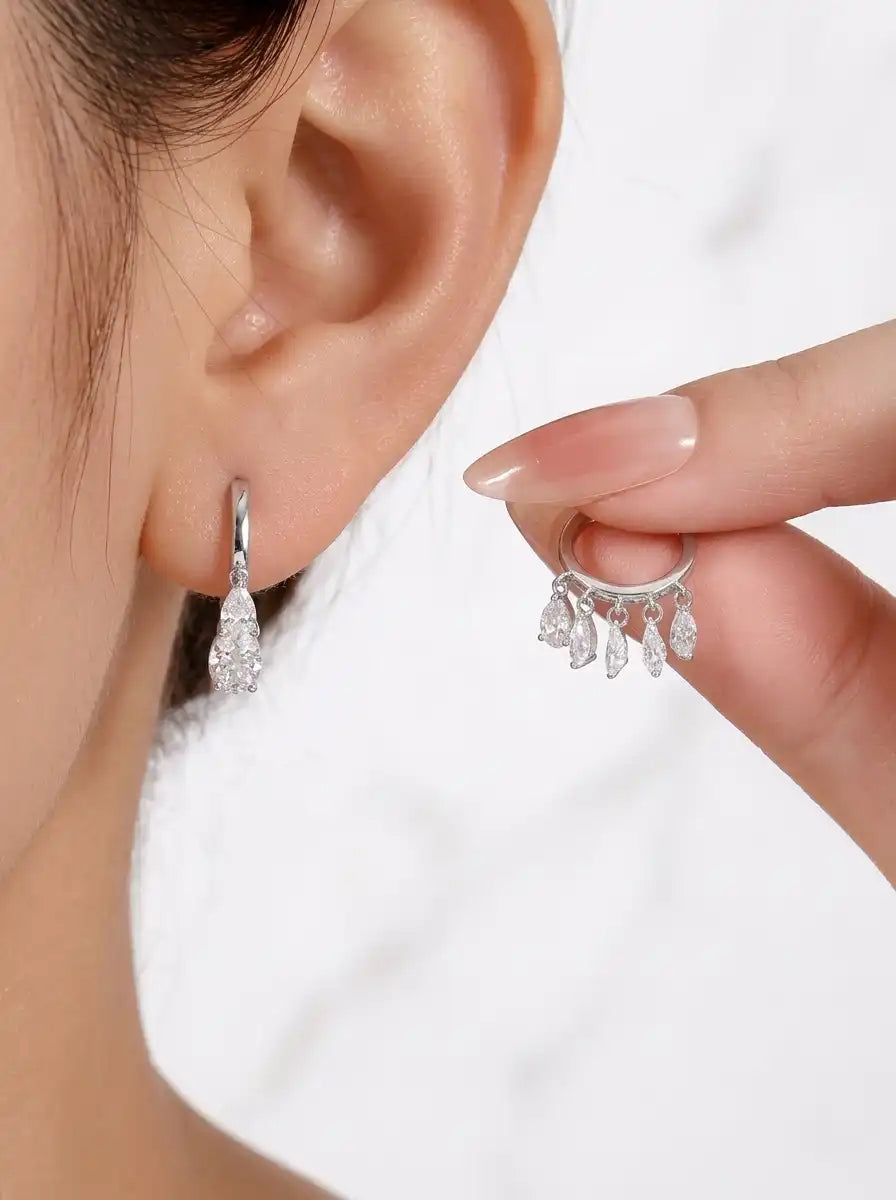 2 CT Lab-Grown Diamond Drop Earrings | Real 18K Solid Gold